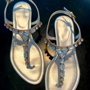 Silver Jeweled Miu Miu Sandals